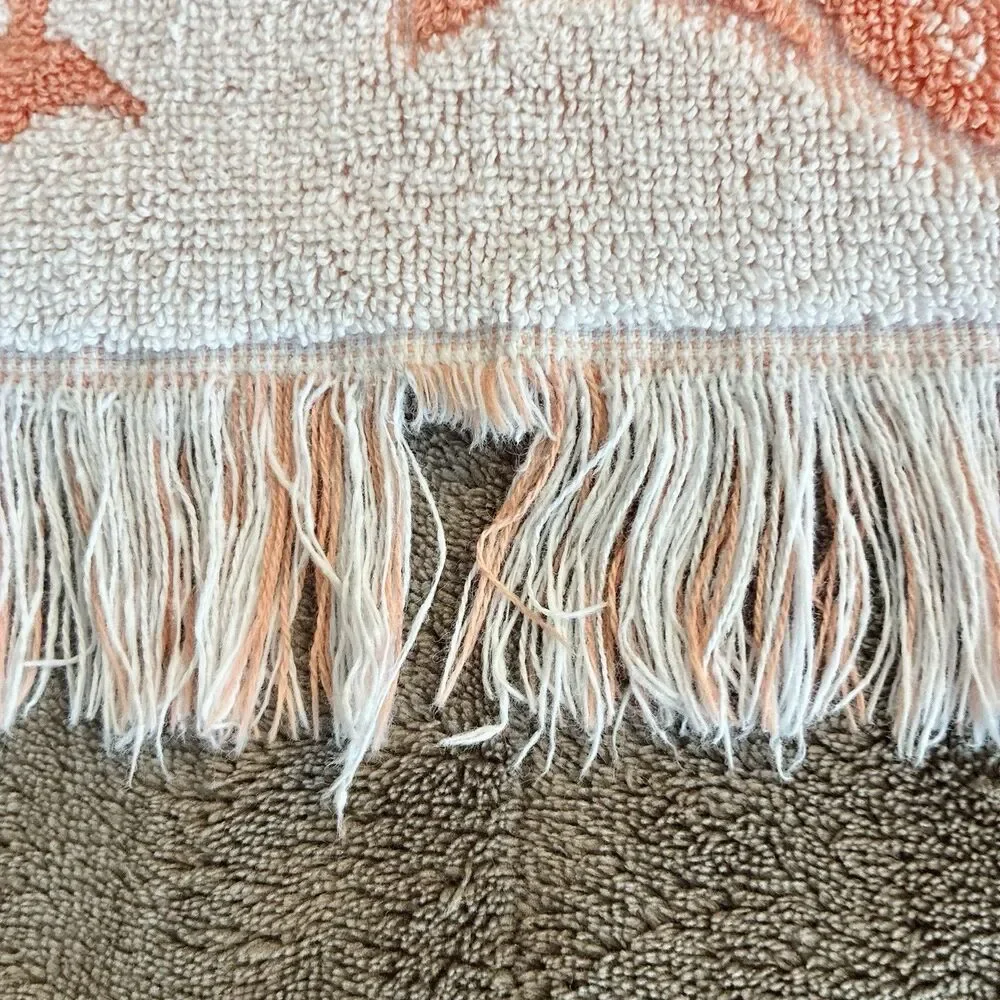 VTG Callaway Bath Towel, Hand Towel Grand Damask Floral Peach Orange *READ*